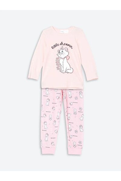 LC Waikiki Lcw Kids Pink Crew Neck Printed Girls' Pajamas Set
