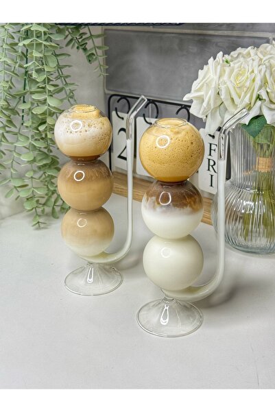 dunyazuccaciye 2Li Pipetli Cam Bombeli Bardak