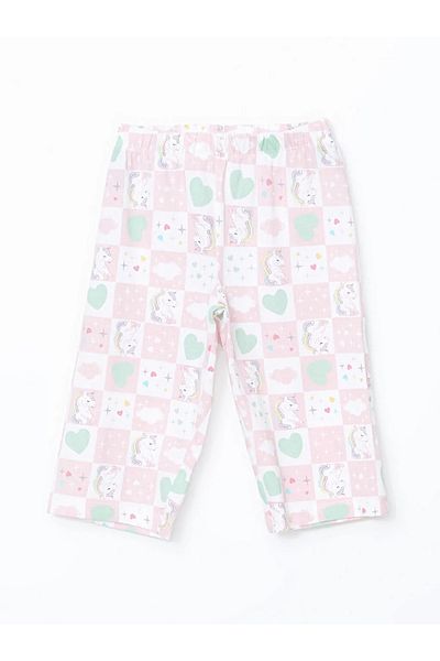 LC Waikiki Lcw kids white elastic waist Printed girl's pajama bottom
