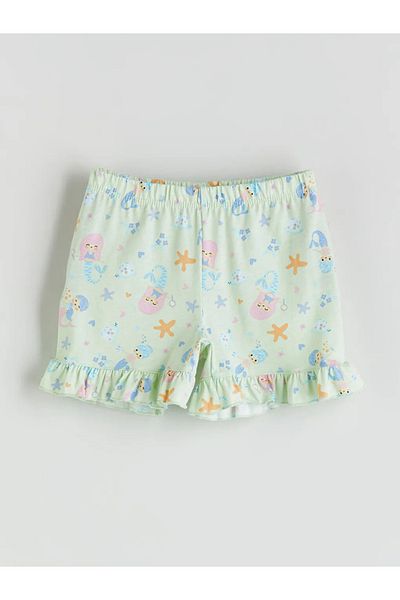 LC Waikiki Lcw Kids Green Elastic Waist Printed Girls' Pajama Bottoms