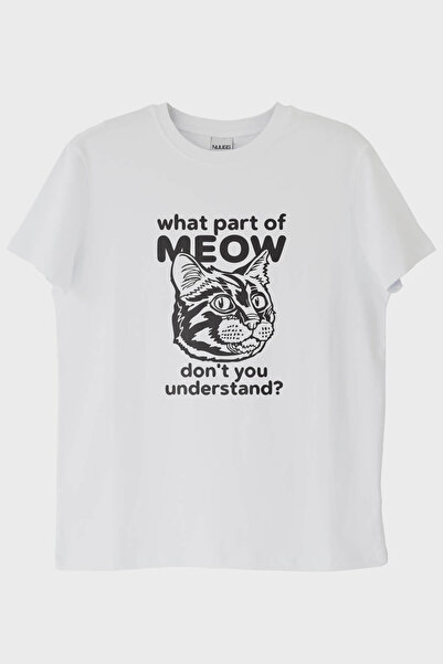 NUUGG تي شيرت أبيض بطبعة قطة من مايرو