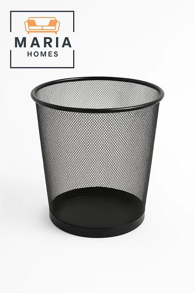 MARIA HOMES Round Black Mesh Wastebasket Bin – Metal Office Trash Can