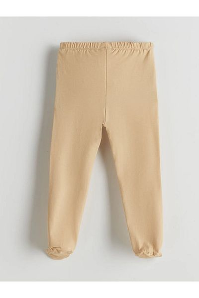 LC Waikiki Lcw Eco Beige Baby Girl Socks Pajama Bottom with Elastic Waist