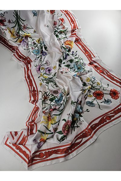 Webinay Home Flowers Voile Silk Shawl Scrafs Hijab Voile Shawl New Season