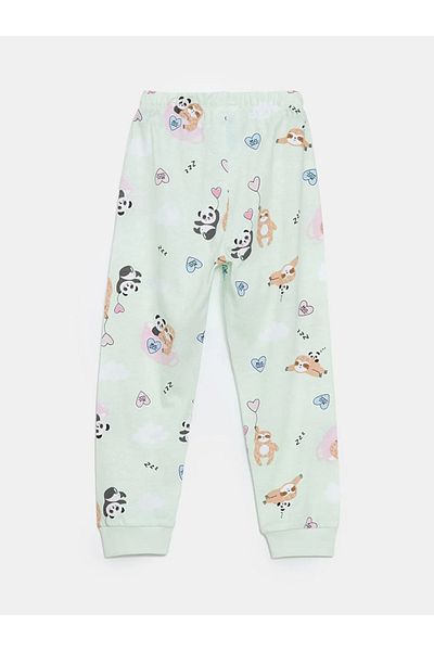 LC Waikiki Lcw Kids Green Elastic Waist Printed Girls' Pajama Bottoms