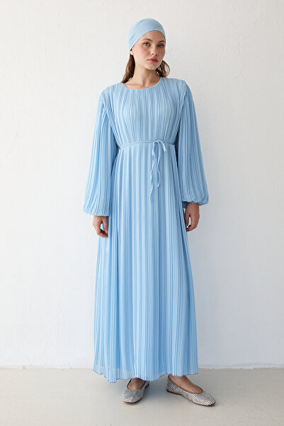 Melike Tatar Pleated Dress with Shawl 32-2379