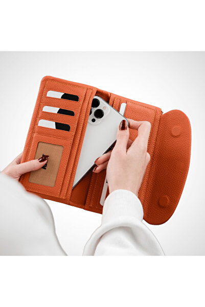 Store Kadın Cüzdan – Kişiselleştirilebilir, Telefon Bölmeli, Mıknatıs Kapaklı, Hakiki Deri