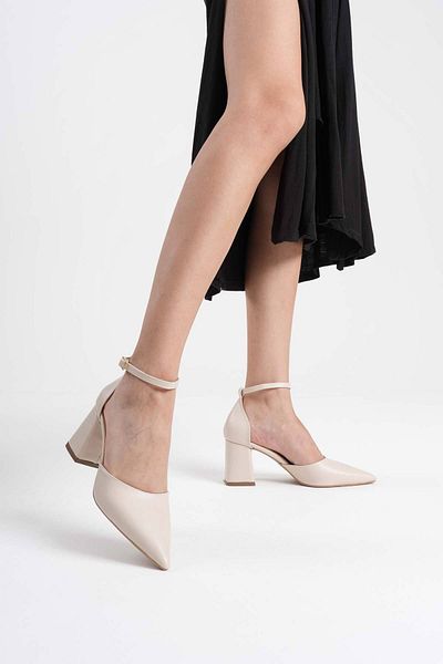 Zerenyus Doren Premium Beige Skin Women's Heeled Shoes