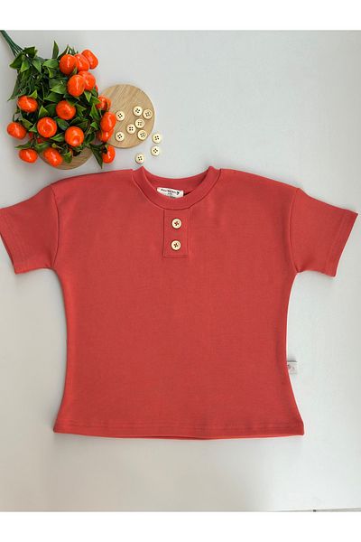 Mama Miel Baby Tricou oversize cu nasturi ornamentale din plăci - 100% bumbac