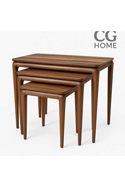 CG HOME MİLAS ZİGON SEHPA ÜÇLÜ %100 AĞAÇ LAKE BOYALI SEHPA