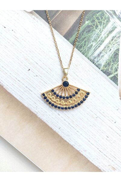 Alexis Carrel Vintage Zirkon Taşlı Çelik Yelpaze Kolye