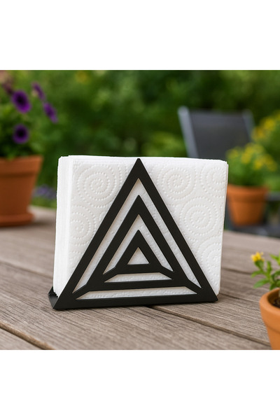 LUNOART Modern Metal Napkin Holder |   Triangle Patterned Desktop Napkin Holder |   Stylish Tableware Accessory