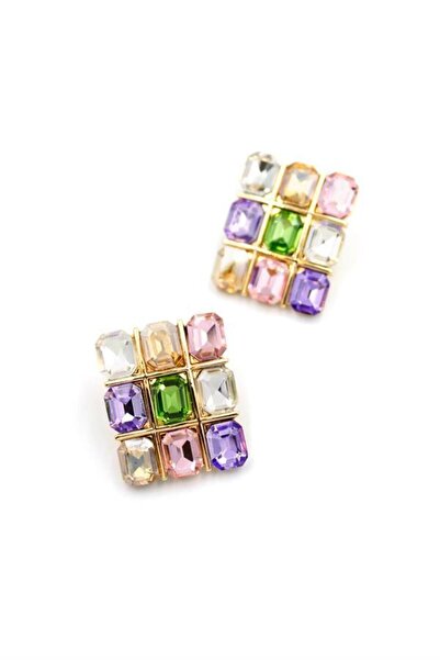 DANİSKA Square stone earrings - multicolor