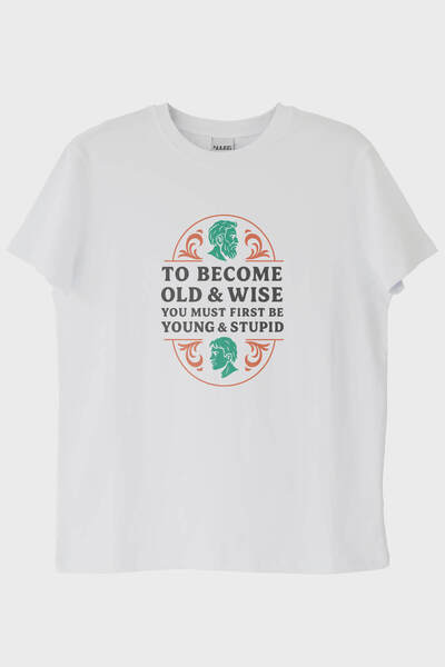 NUUGG To Become Old & Wise Young and  White T-Shirt (XL / White)