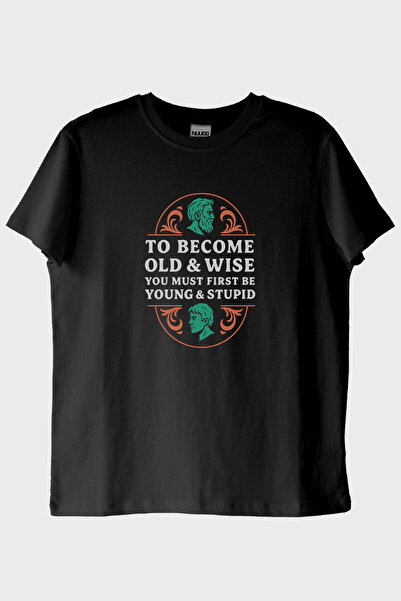 NUUGG To Become Old & Wise Young and  Black T-Shirt (XL / Black)