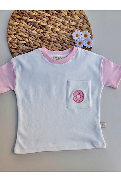 Mama Miel Baby Tricou oversize cu buzunare brodate cu gogoși - 100% bumbac