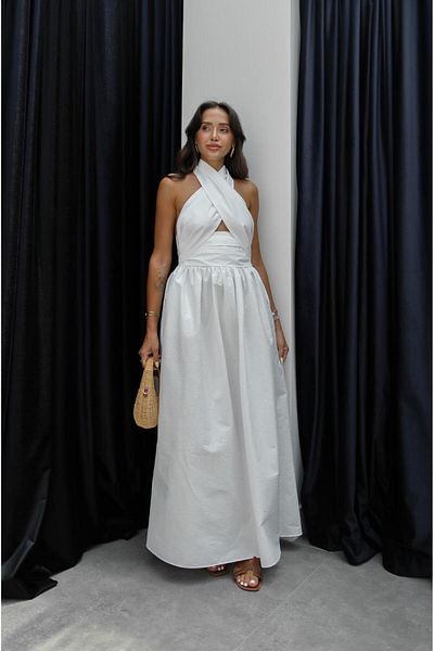 Havoş Ecru Criss Halter Dress