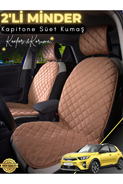 stiloto وسادة مقعد سيارة من جلد الغزال مكونة من قطعتين متوافقة مع كيا ستونيك ...