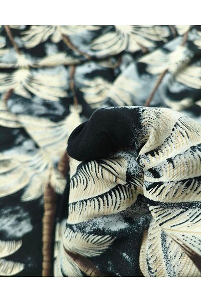 Kumaş Parça Cotton Viscose in Black Blue Cream Colors (Width 150 cm X Length 280 cm)