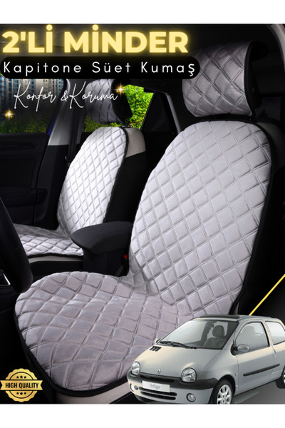 stiloto وسادة مقعد سيارة من جلد الغزال مكونة من قطعتين متوافقة مع رينو توينجو...