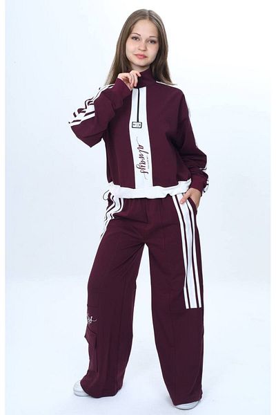 Jannock Set de trening pentru fetiță, cu jumătate de fermoar, 100% bumbac, model confortabil