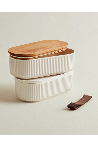 mucit home Magou 1000ml Wooden Lid Lunch Box Set of 2