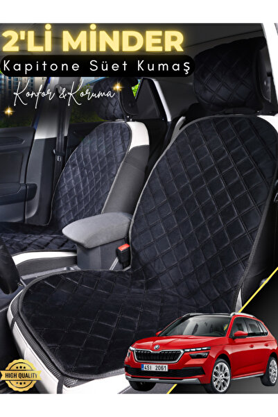 stiloto وسادة مقعد سيارة من جلد الغزال مكونة من قطعتين متوافقة مع سكودا كاميك...