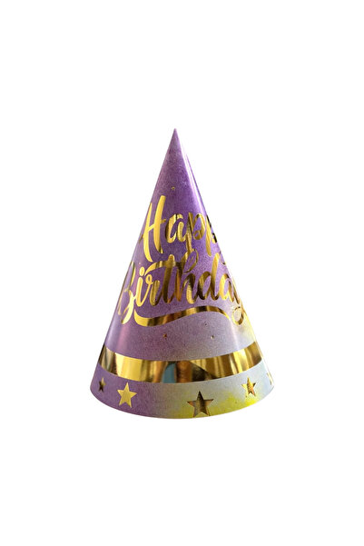 Öztürkpartievi Pălărie de zi de naștere roz liliac auriu 5 bucăți
