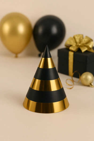 Öztürkpartievi Καπέλο γενεθλίων μαύρο χρυσό 5 τεμαχίων