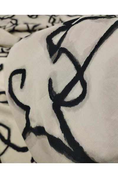Kumaş Parça Cotton Woven Ecru in Black Colors (Width 140 cm X Length 260 cm)