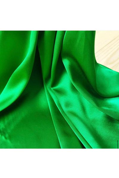 Kumaş Parça Satin Viscose in Green Color (Width 120 cm X Length 90 cm)
