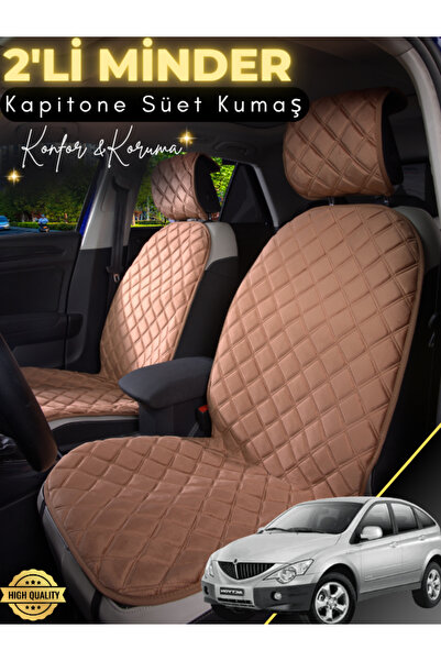 stiloto وسادة مقعد سيارة من جلد الغزال مكونة من قطعتين متوافقة مع سانج يونج ك...