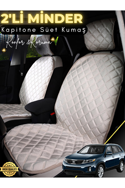 stiloto وسادة مقعد سيارة من جلد الغزال مكونة من قطعتين متوافقة مع سيارة كيا س...