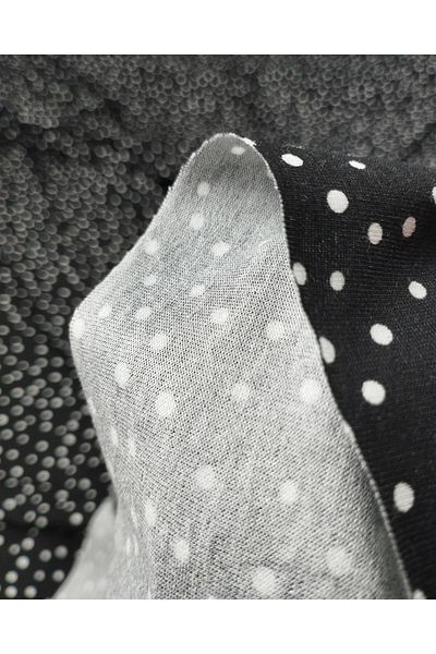 Kumaş Parça Black with White Polka Dot Single Jersey Combed Cotton (Width 150 cm X Length 245 cm)