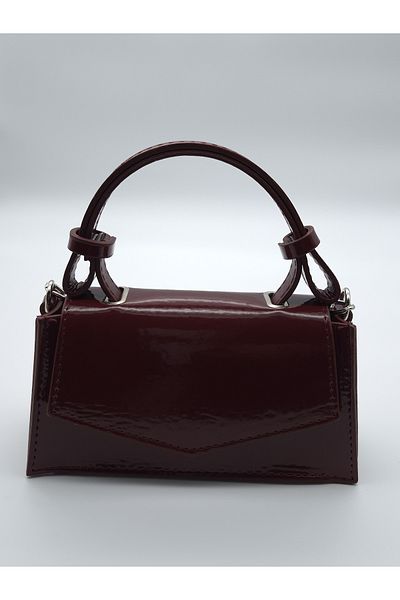 Silblack Shiny Patent Leather Shoulder and Hand Bag - Stylish Design Mini Model with Chain Strap