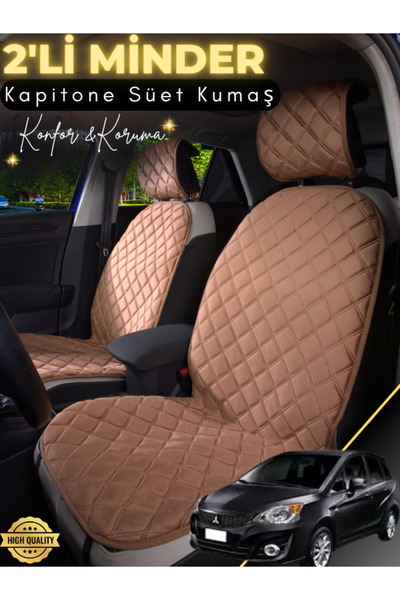 stiloto وسادة مقعد سيارة من جلد الغزال متوافقة مع ميتسوبيشي كولت مكونة من قطع...