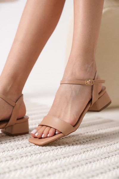 Zerenyus Date Premium Women's Matte Nude Heeled Sandals