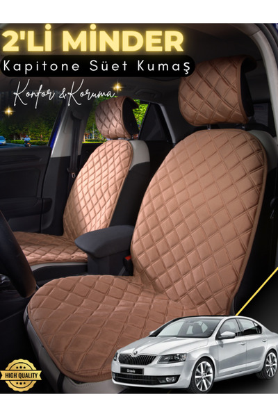 stiloto وسادة مقعد سيارة من جلد الغزال مكونة من قطعتين متوافقة مع سكودا اوكتا...