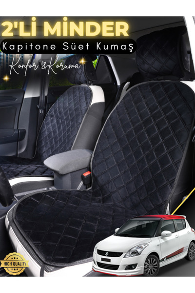 stiloto وسادة مقعد سيارة من جلد الغزال مكونة من قطعتين متوافقة مع سوزوكي سويف...