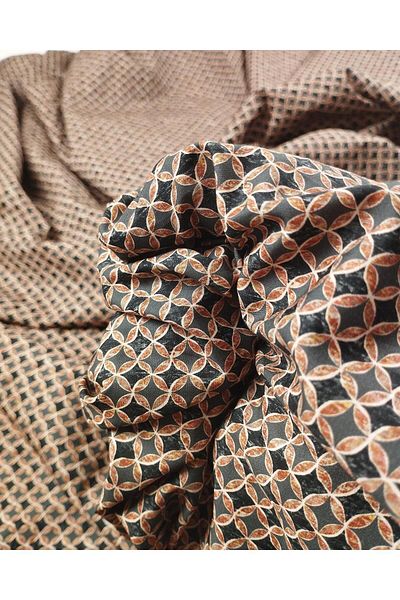 Kumaş Parça Cotton Webbing in Brown Gray Beige Colors (Width 150 cm X Length 190 cm)