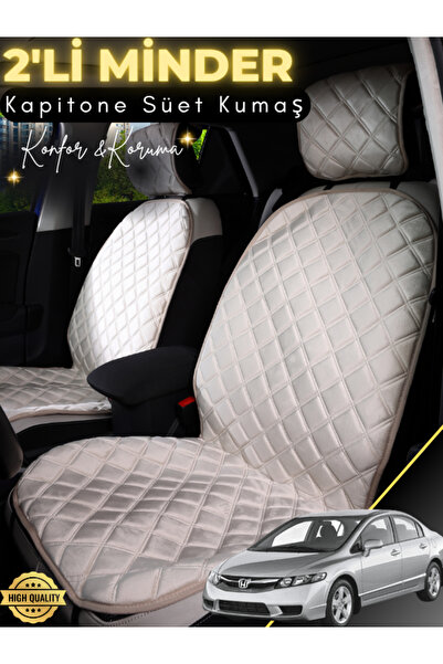 stiloto وسادة مقعد سيارة من جلد الغزال مكونة من قطعتين متوافقة مع Honda Civic...