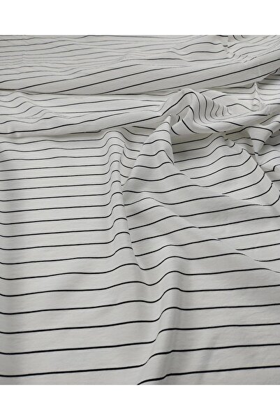 Kumaş Parça نسيج ايروبين مخطط افقي أبيض وأسود (عرض 150 سم × طول 360 سم)