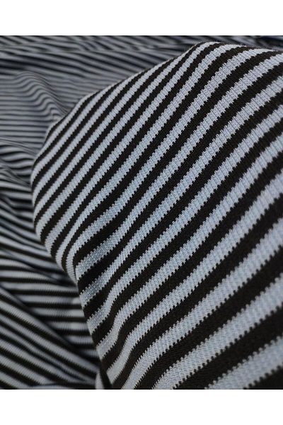 Kumaş Parça Interlock Knitted Transverse Stripes in Blue Black Colors (Width 150 cm X Length 190 cm)