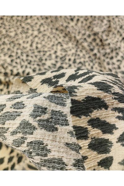 Kumaş Parça Salmon Gray Leopard Pattern Jersey with Drawstrings (Width 160 cm X Length 230 cm)