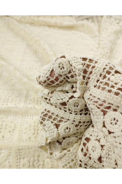 Kumaş Parça Lace in Cream Color (Width 140 cm X Length 240 cm)