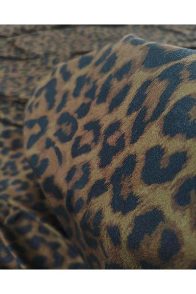 Kumaş Parça Leopard Pattern Jersey in Khaki Black Colors (Width 160 cm X Length 130 cm)