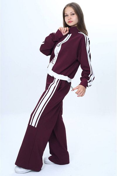 Asortix Girl's 2 Thread Half Zipper Garnished Tracksuit Set 100% Cotton Comfortable Fit-325