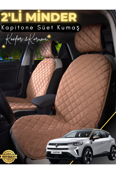 stiloto وسادة مقعد سيارة من جلد الغزال مكونة من قطعتين متوافقة مع رينو كابتور...