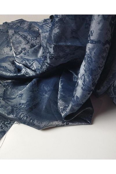 Kumaş Parça Patterned Woven in Navy Blue Lace (Width 140 cm X Length 220 cm)