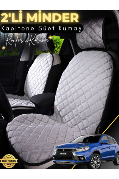 stiloto وسادة مقعد سيارة من جلد الغزال مكونة من قطعتين متوافقة مع ميتسوبيشي A...